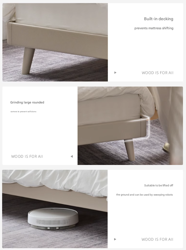 Oak, Poplar Solid Wood Piano Key Bed, Technology Cloth