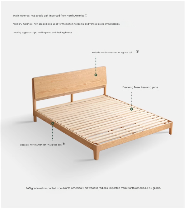 Oak Solid Wood Bed
