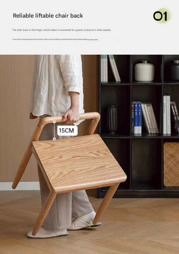 Ash, Oak Solid Wood Tea Chair: