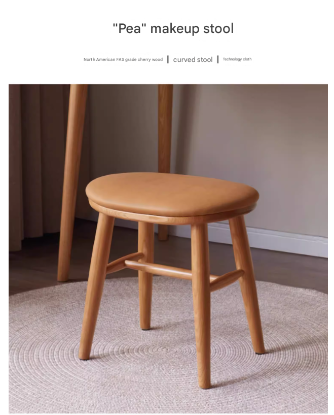 Ash, Cherry Solid Wood Dressing Stool