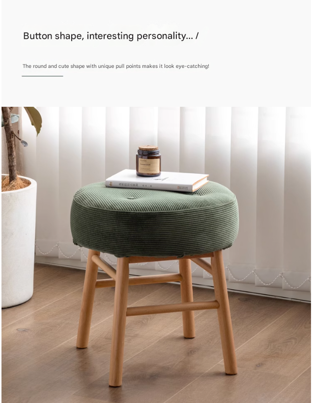 Oak Solid Wood Makeup Stool Imitation Sherpa