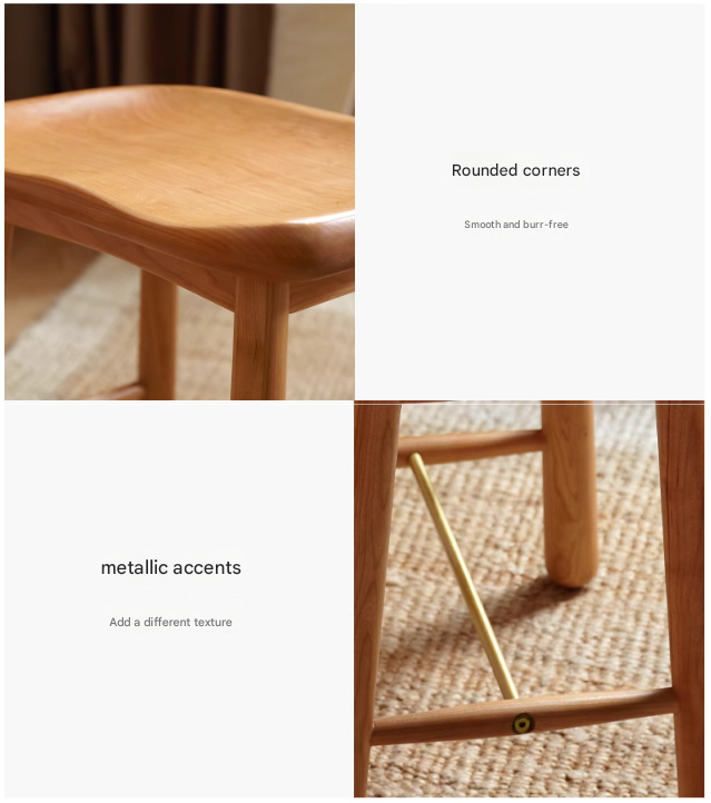 Cherry, Oak Solid Wood Makeup Stool