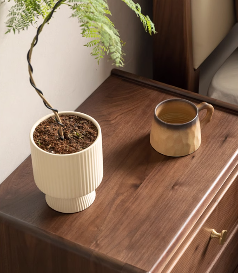 Black Walnut, Oak Solid Wood Nightstand.