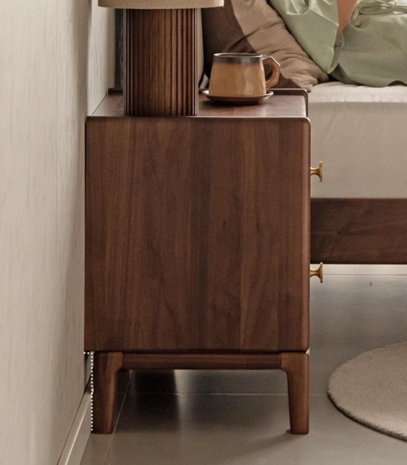 Black Walnut, Oak Solid Wood Nightstand.