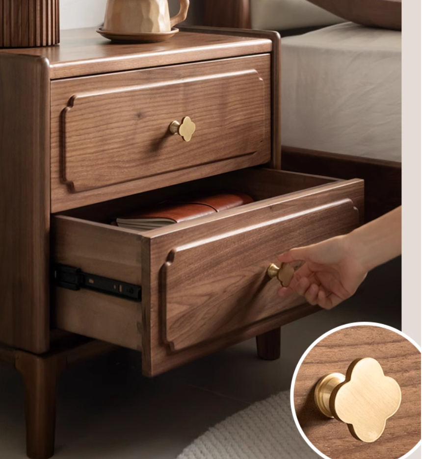 Black Walnut, Oak Solid Wood Nightstand.