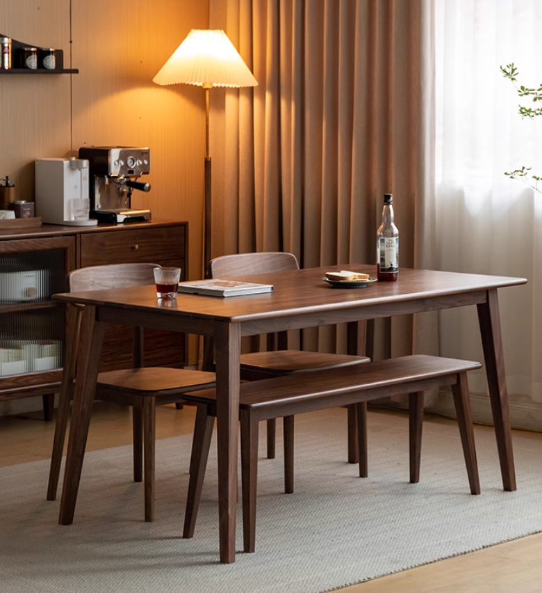 Black Walnut Solid Wood, Sandalwood Modern Long Bench