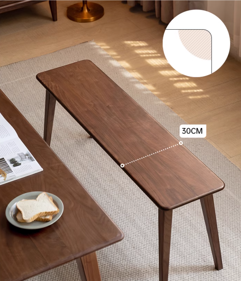 Black Walnut Solid Wood, Sandalwood Modern Long Bench