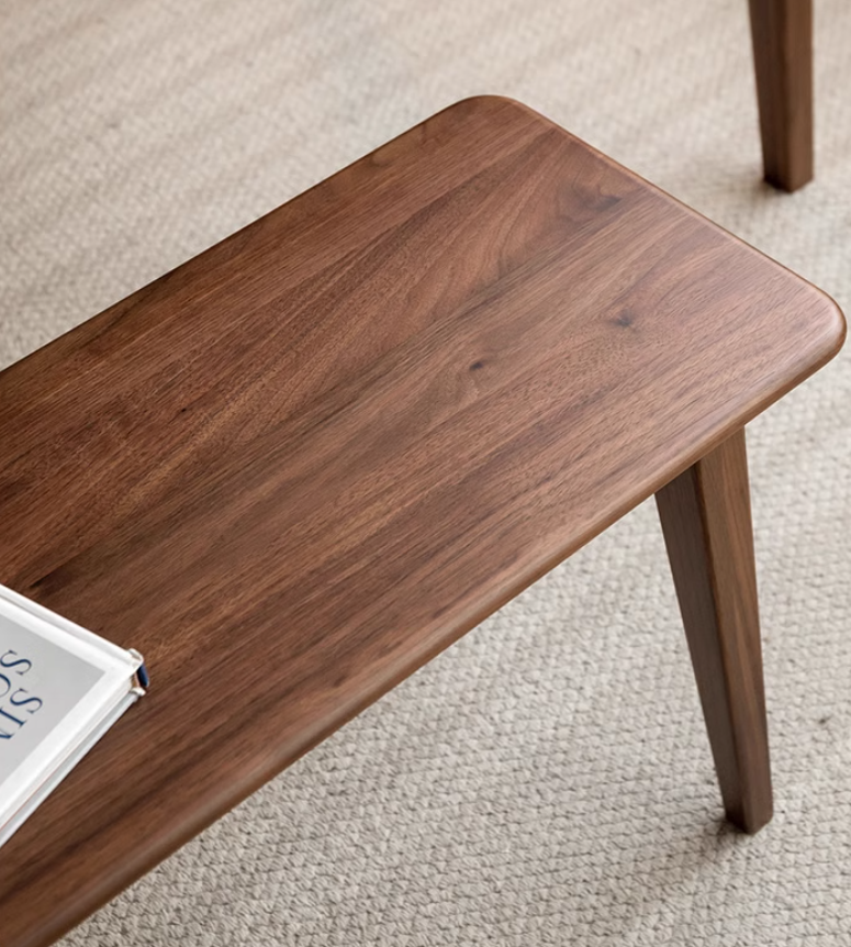Black Walnut Solid Wood, Sandalwood Modern Long Bench
