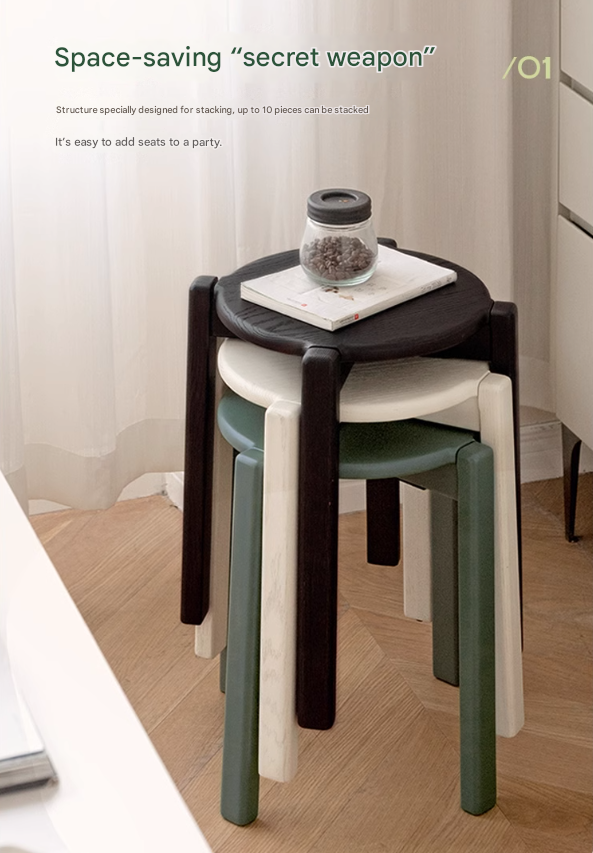 Oak Solid Wood Stacking Stool