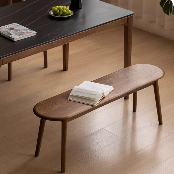 Black Walnut, Oak Solid Wood Nordic Long Bench