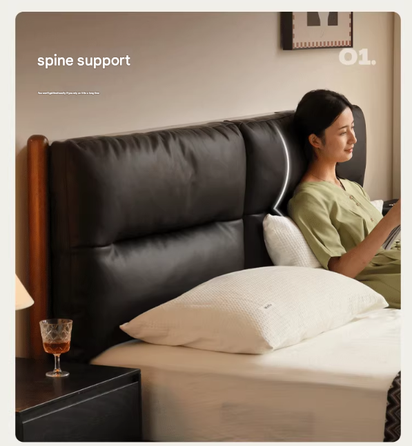 Poplar Solid Wood Bed Retro Soft Bed