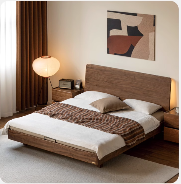 Black Walnut Solid Wood Suspended High Head Bed