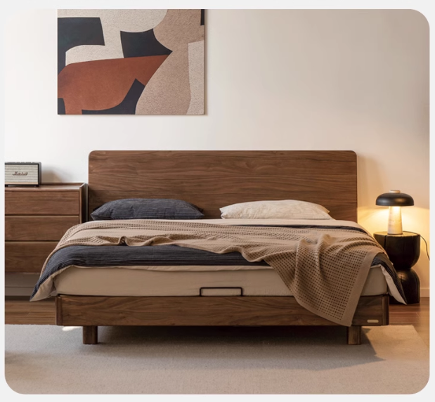 Black Walnut Solid Wood Suspended High Head Bed
