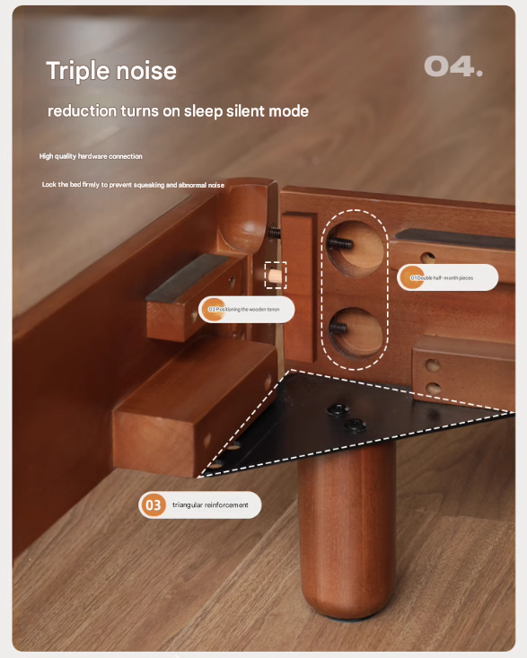 Poplar Solid Wood Leather Bed