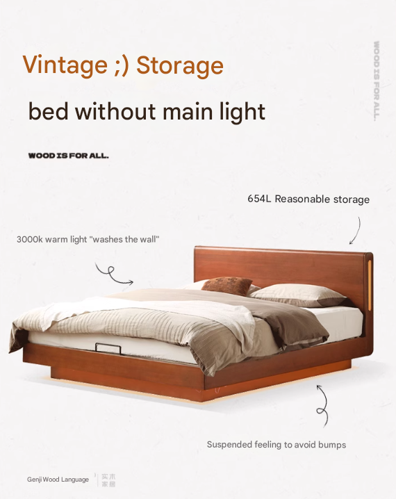 Poplar Solid Wood Box Storage Bed.