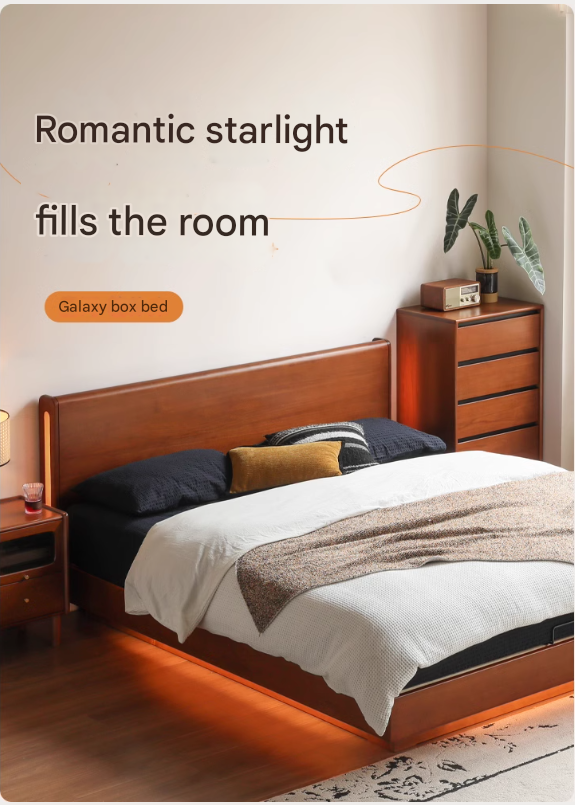 Poplar Solid Wood Box Storage Bed.