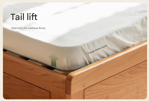 Cherry Solid Wood Box Storage Bed
