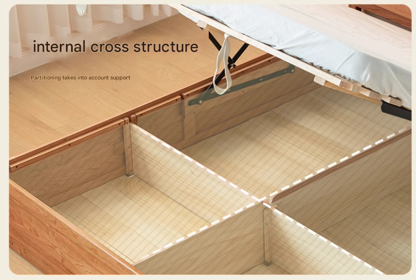 Cherry Solid Wood Box Storage Bed