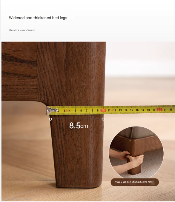 Oak solid wood Fabric leather soft bed with light