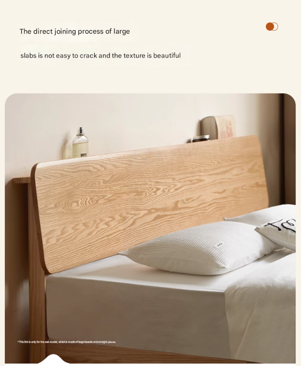 Oak Solid Wood,Rubber Wood Bed Modern Nordic