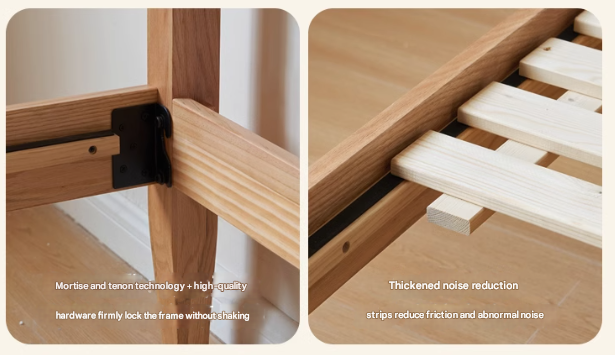 Oak Solid Wood,Rubber Wood Bed Modern Nordic