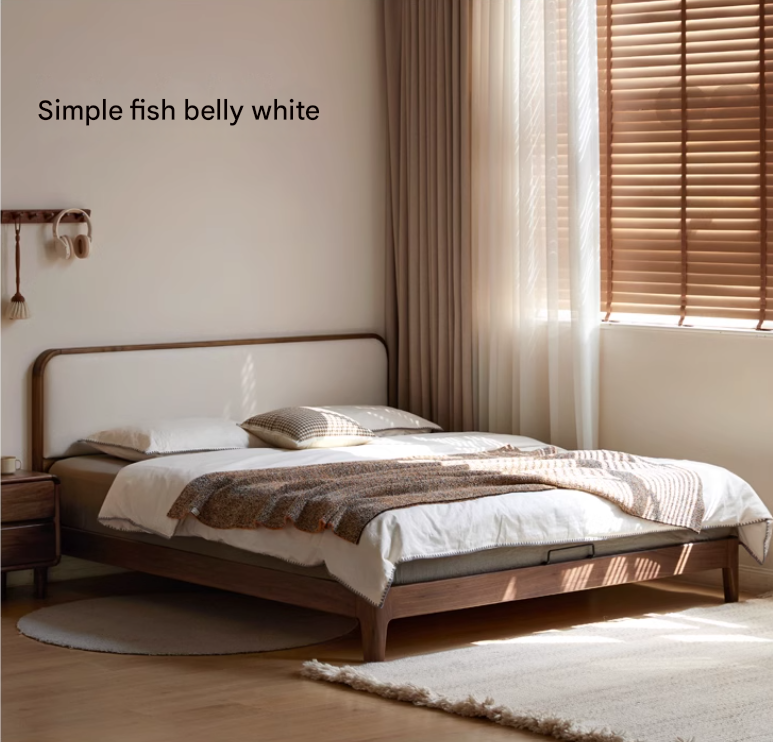 Black Walnut Solid Wood Simple Soft Bed
