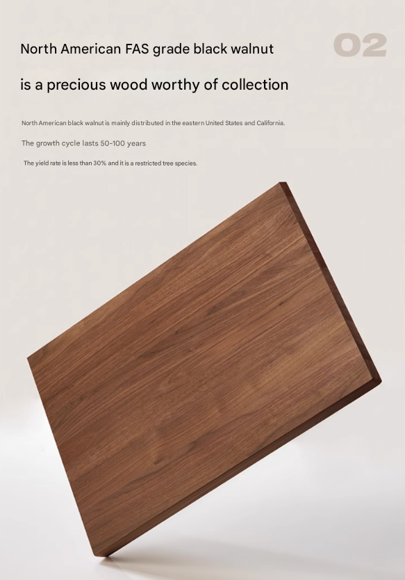 Black Walnut Solid Wood Simple Soft Bed