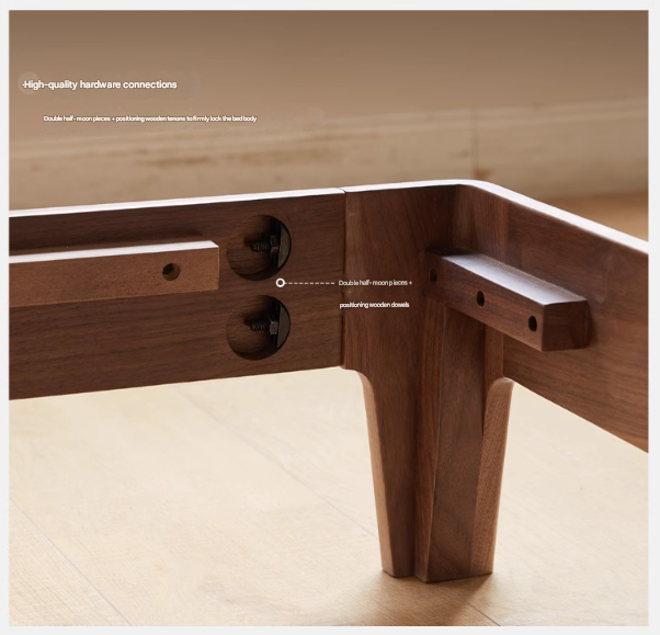 Black Walnut Solid Wood Simple Soft Bed