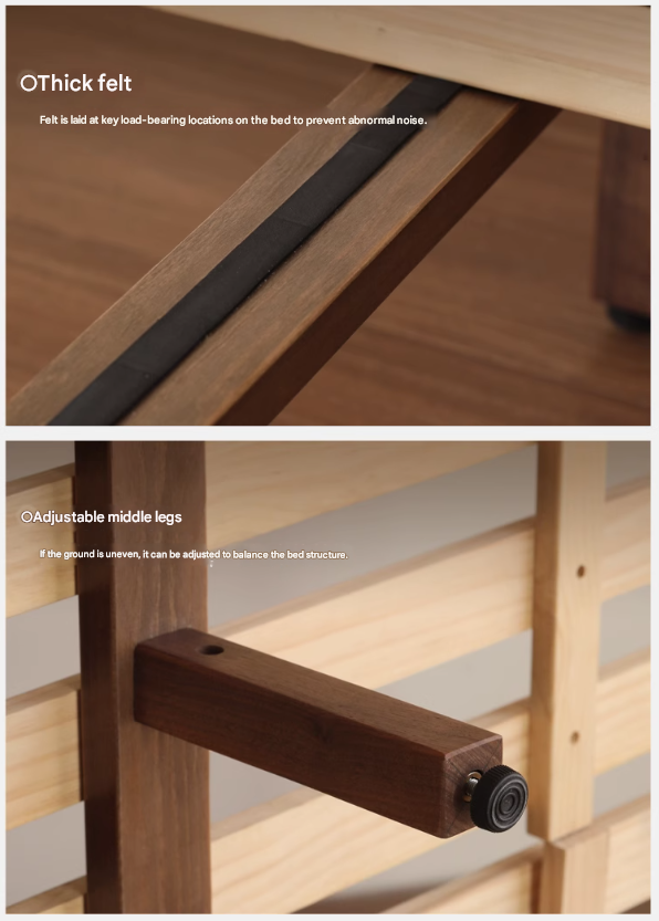 Black Walnut Solid Wood Simple Soft Bed