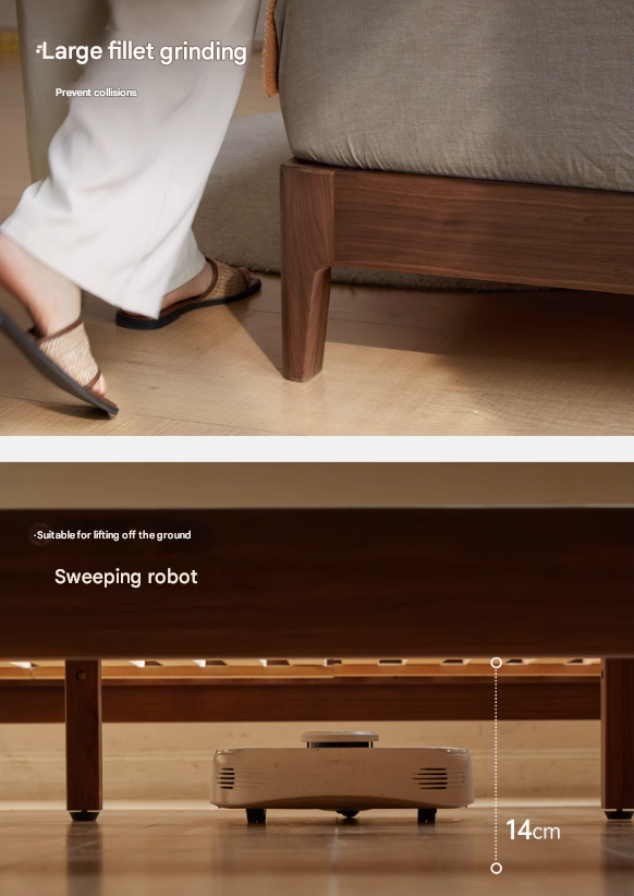 Black Walnut Solid Wood Simple Soft Bed