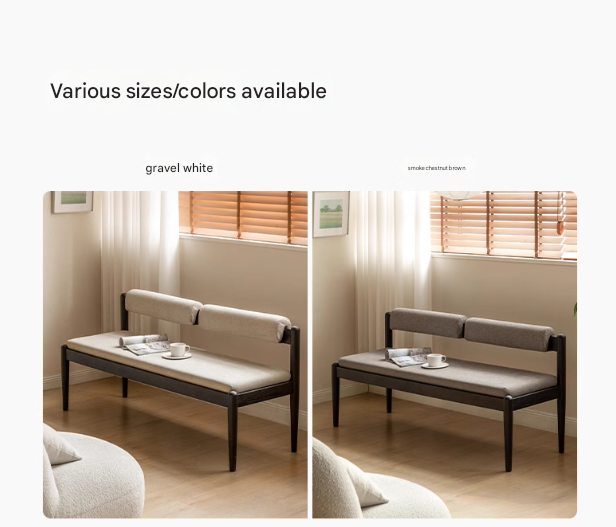 Oak Solid Wood Bench With Backrest