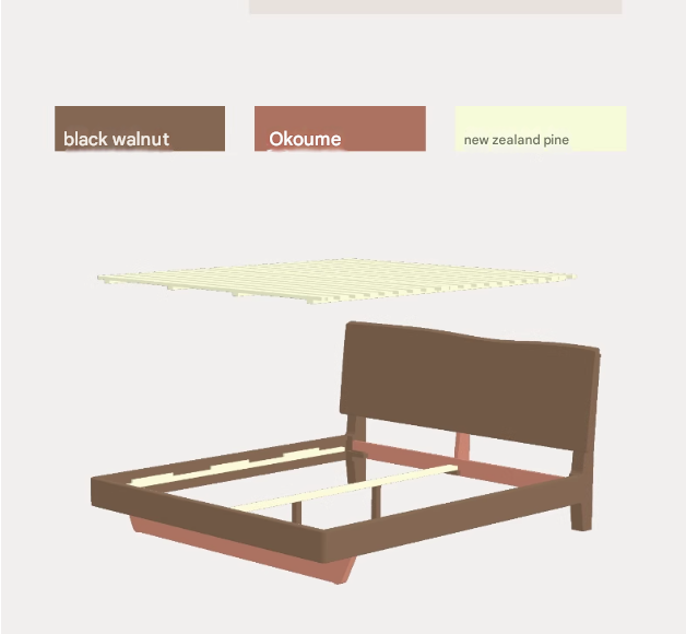 Black Walnut solid wood bed Wabi-sabi style