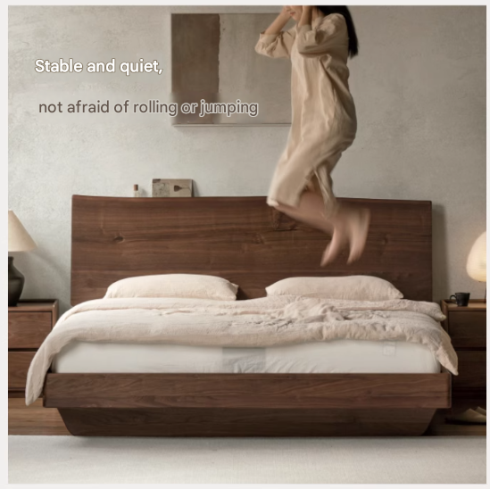 Black Walnut solid wood bed Wabi-sabi style