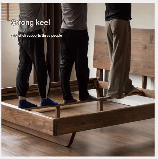 Black Walnut solid wood bed Wabi-sabi style