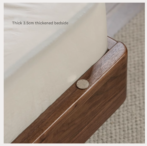 Black Walnut solid wood bed Wabi-sabi style