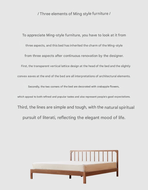 Ash, Black Walnut Solid Wood Nordic Simple Bed