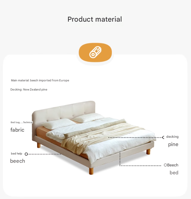 Fabric Nordic Simple Soft Bed Cream Style