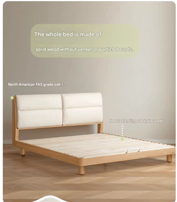 Oak solid wood bed modern simple