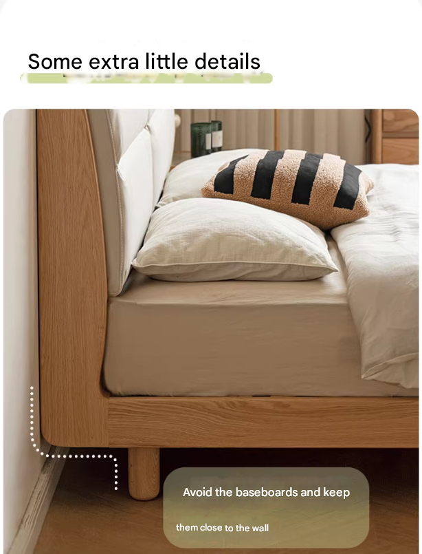 Oak solid wood bed modern simple