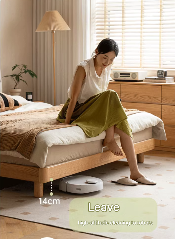 Oak solid wood bed modern simple