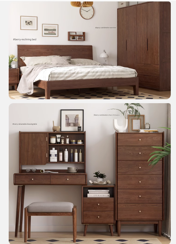 Ash, Oak Solid Wood Bed Nordic Modern Simple Bed