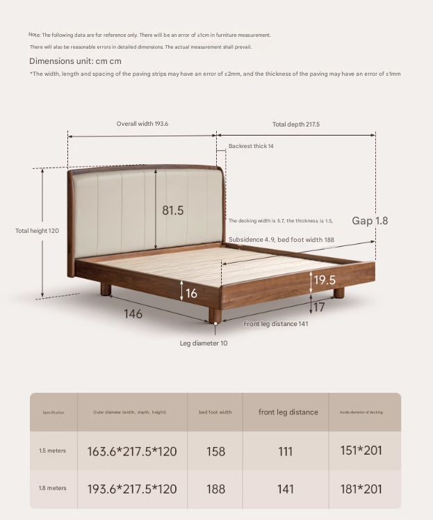Black Walnut, Ash Solid Wood leather Simple High Soft Back Bed