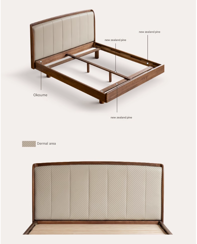 Black Walnut, Ash Solid Wood leather Simple High Soft Back Bed