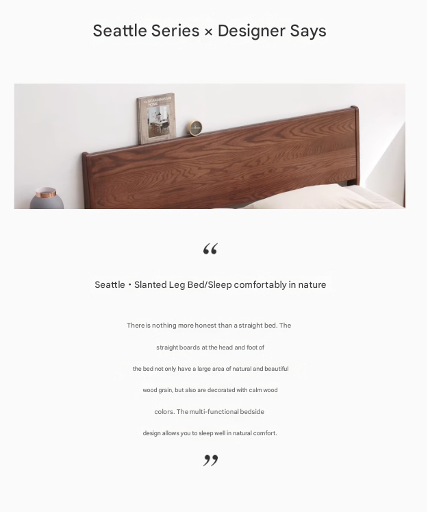 Oak solid wood bed modern simple Nordic bed