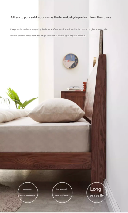 Oak solid wood bed modern simple Nordic bed