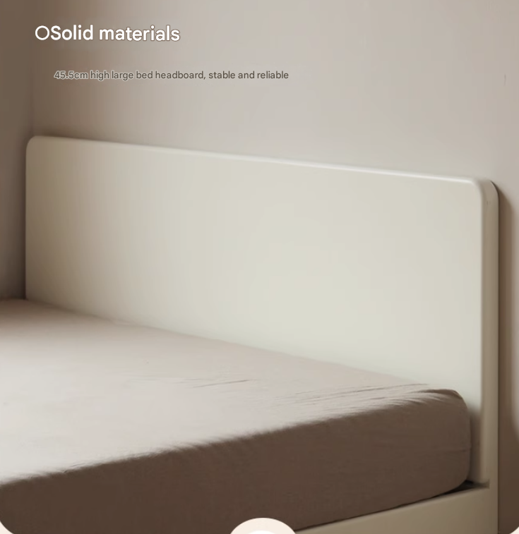 Poplar, Rubberwood Solid Wood Bed Modern Simple Cream Style