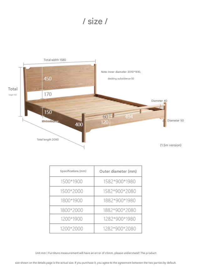 Ash Solid Wood Nordic Simple Modern Bed