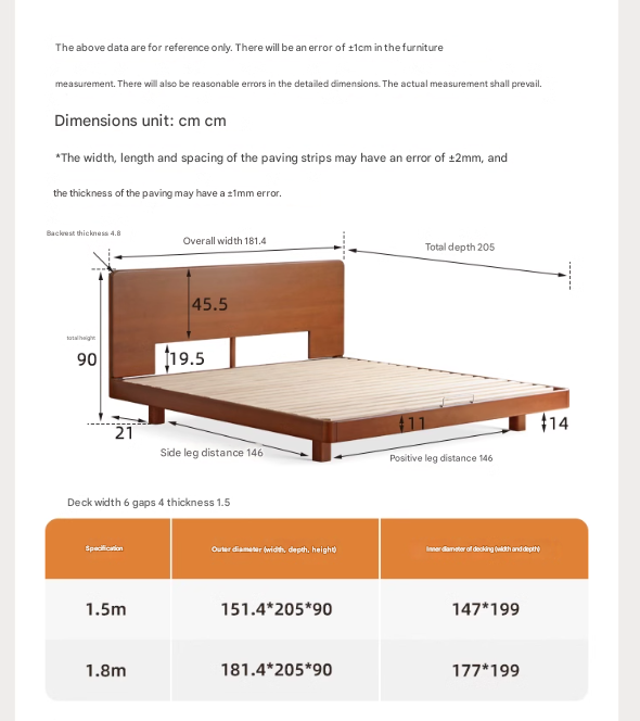 Poplar solid wood retro edge bed