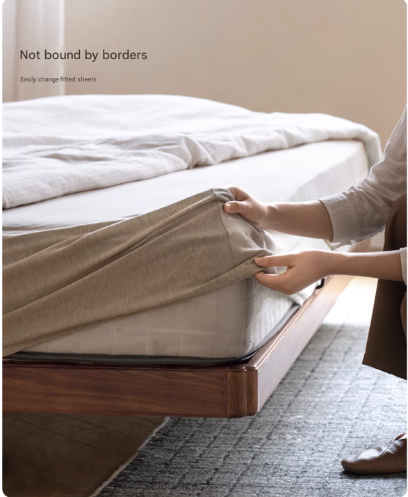 North American Black Walnut, Oak Technical Cloth Organic Leather Soft Suspended Bed