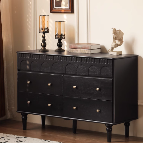 Poplar Solid Wood French Retro Six Drawers.